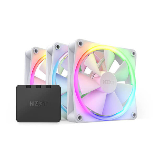 Nzxt F120 RGB Duo White 120mm Cabinet Fan With RGB Controller (Triple Pack)