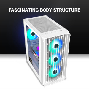 Ant Esports 205 Mini 6F ARGB (M-ATX) Mini Tower Cabinet (White)