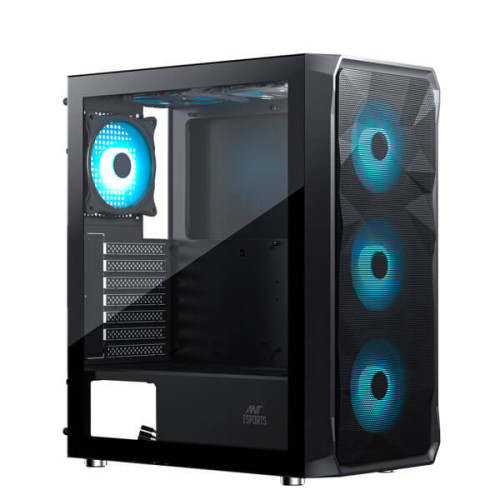 Ant Esports ICE-112 Auto RGB (ATX) Mid Tower Cabinet (Black)