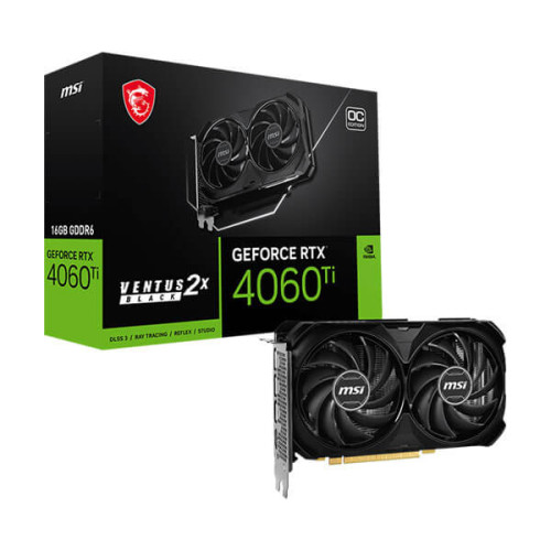 MSI RTX 4060 Ti Ventus 2X Black OC 16GB Graphics Card