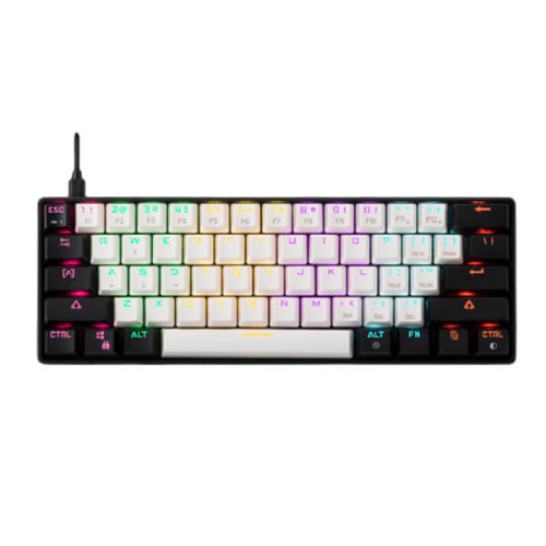 Gamdias Aura GK2 60% Tactile Red Switches Mechanical Gaming Keyboard (White- Black)